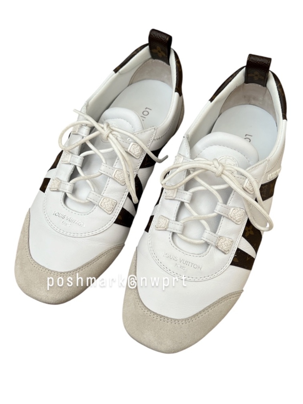 Louis Vuitton 💯 Sneakerina LV Monogram Sneakers White 37 7 Box - Picture 4 of 13